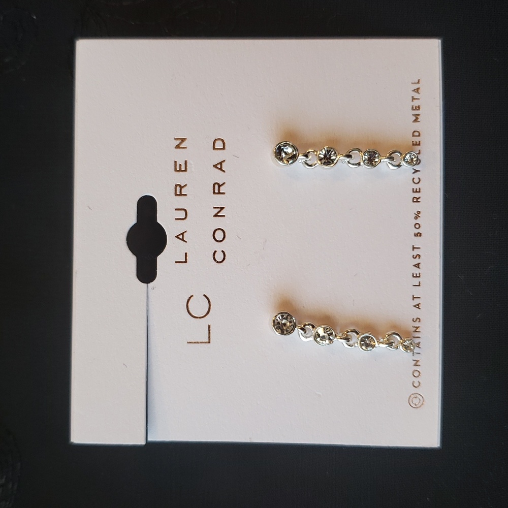 LC Lauren Conrad Silver Tone Earrings with Rhinestones